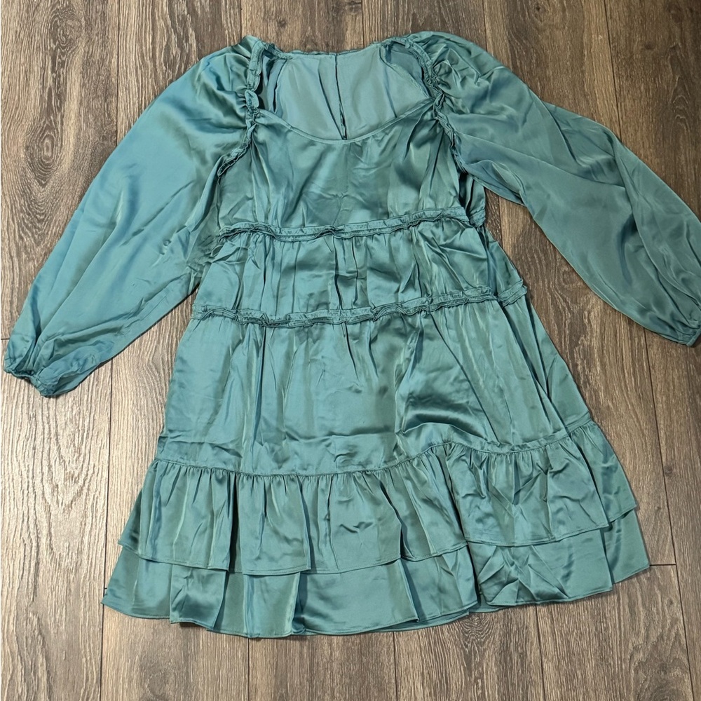 Chic Long Sleeve Teal Dress